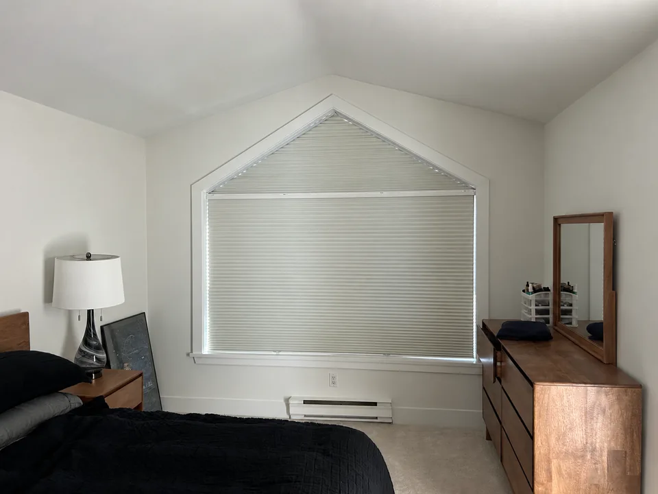 Cellular fabric at a five-sided window