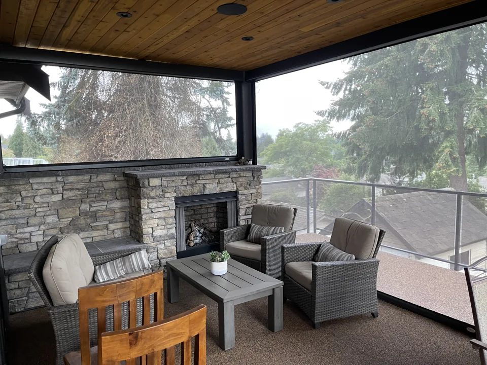 A sheltered lounge, open to the landscape